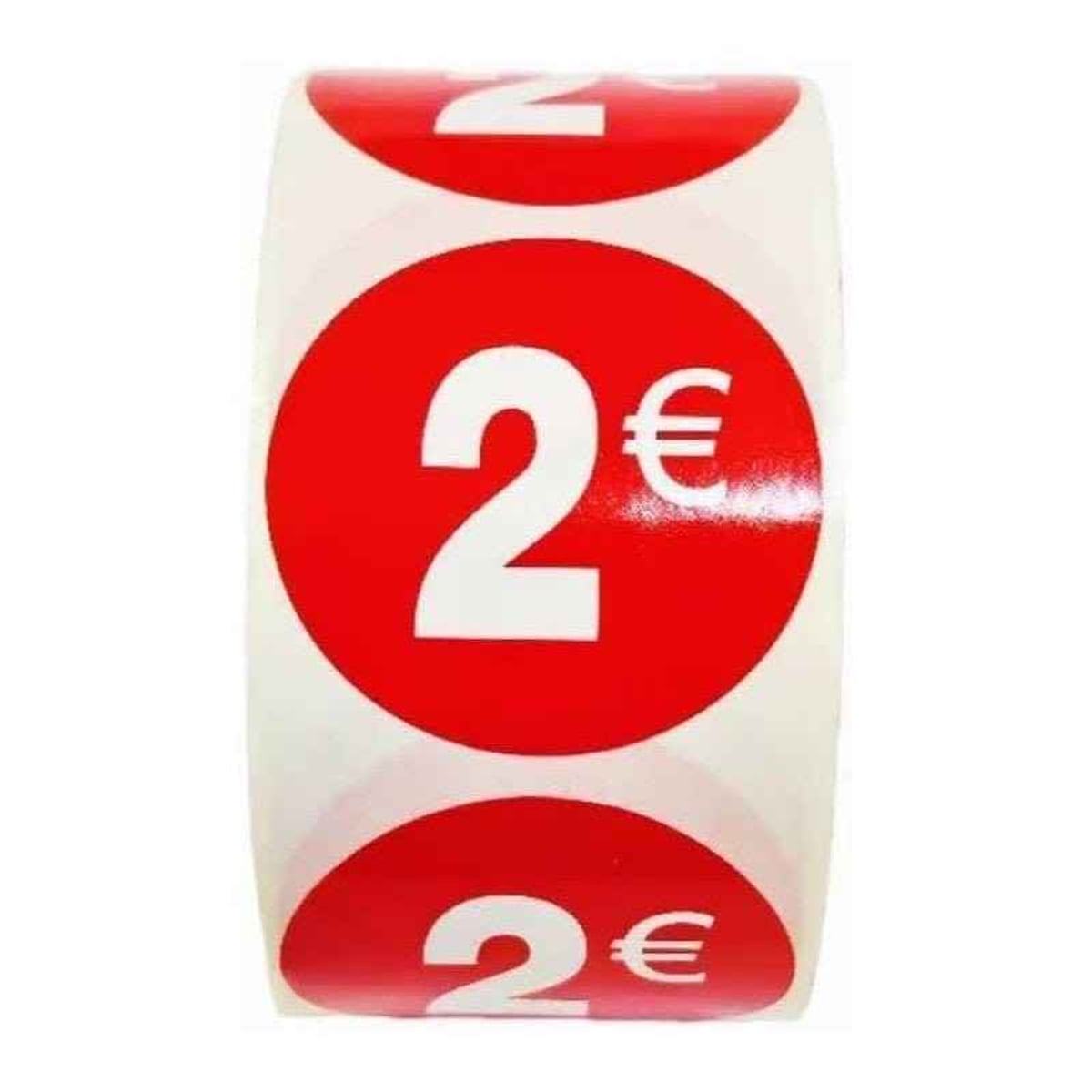 Etiquetas Adhesivas de Precio Rojas 1€ a 30€ Ø35mm, Pack 1000 Etiquetas en 2 Rollos para Tiendas y Comercios 2€