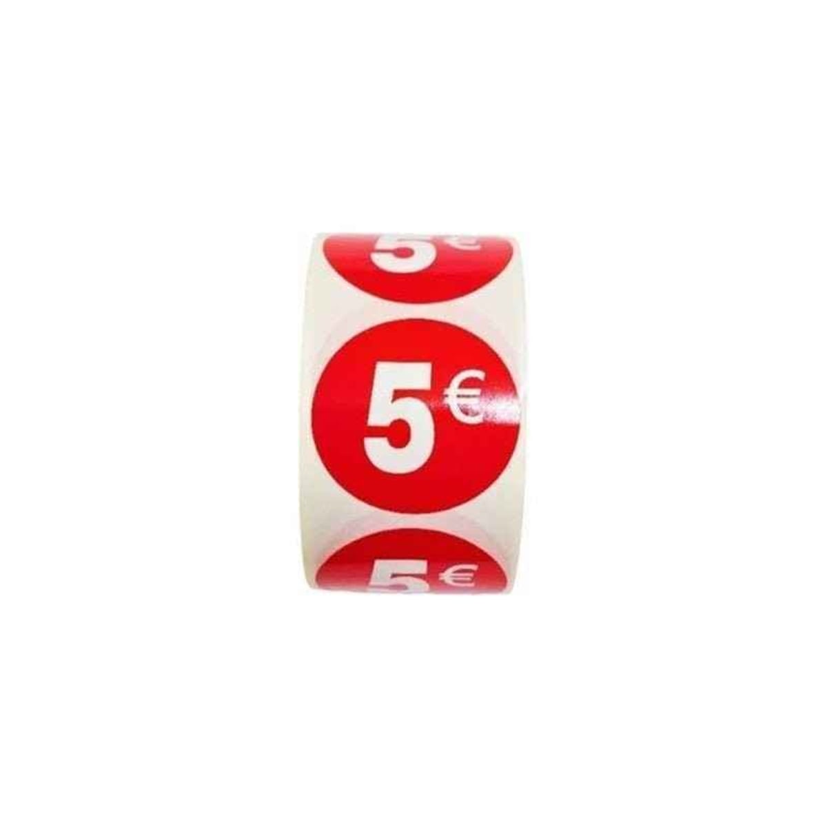 Etiquetas Adhesivas de Precio Rojas 1€ a 30€ Ø35mm, Pack 1000 Etiquetas en 2 Rollos para Tiendas y Comercios 5€