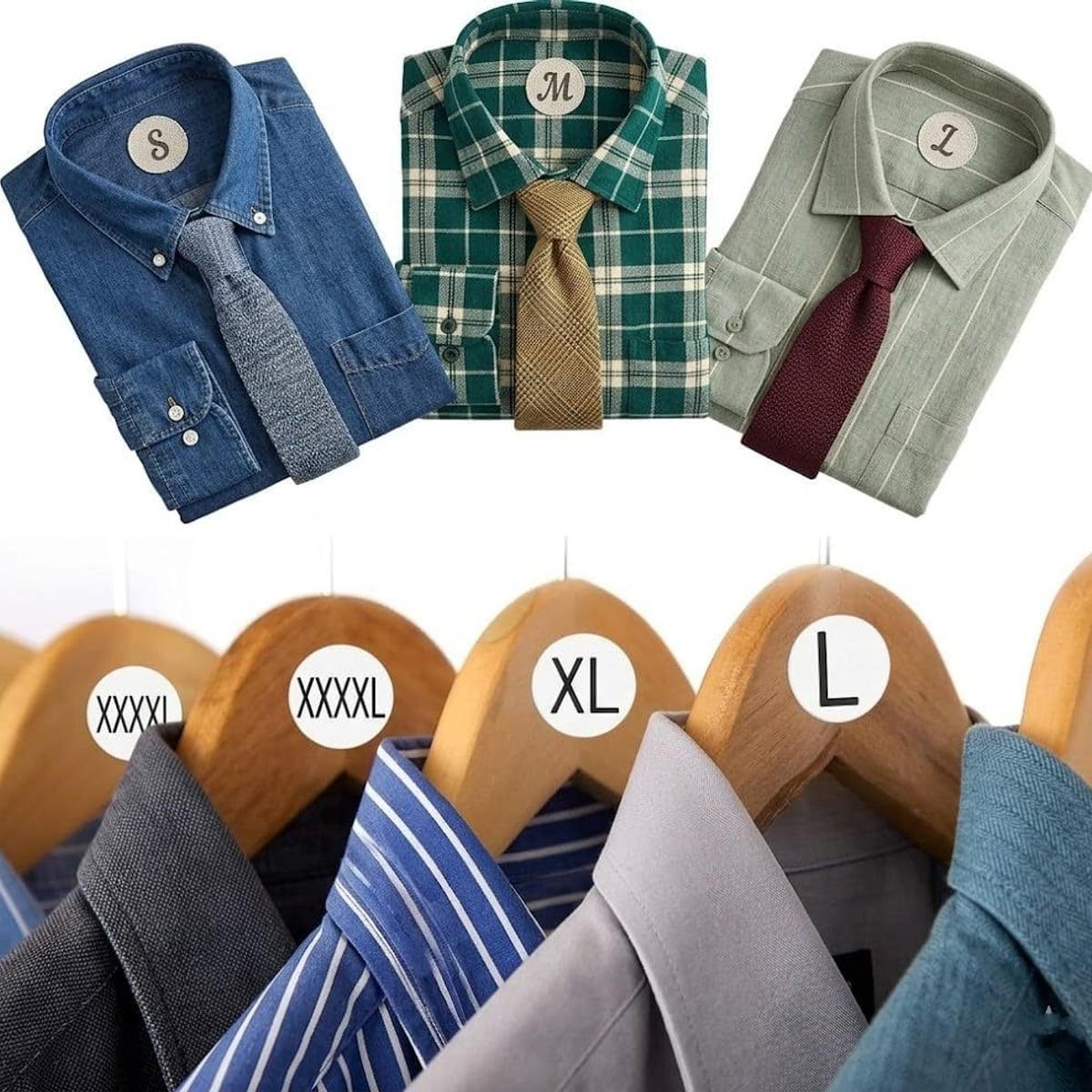Etiquetas Adhesivas de Talla para Ropa XS a XXXL, 3500 Pegatinas Redondas 20mm para Clasificación y Organización de Prendas