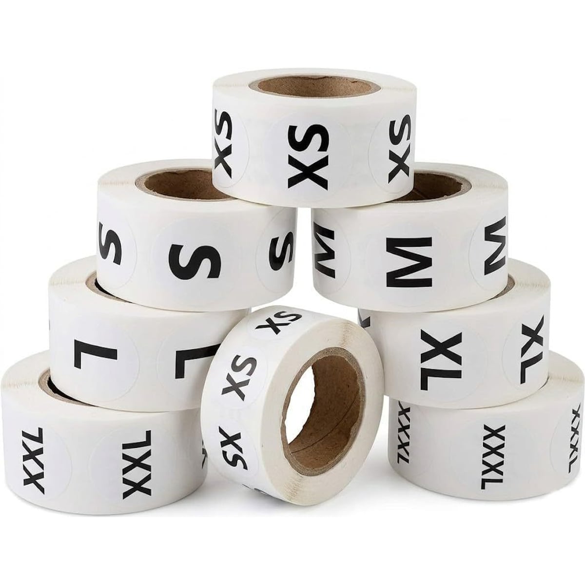 Etiquetas Adhesivas de Talla para Ropa XS a XXXL, 3500 Pegatinas Redondas 20mm para Clasificación y Organización de Prendas
