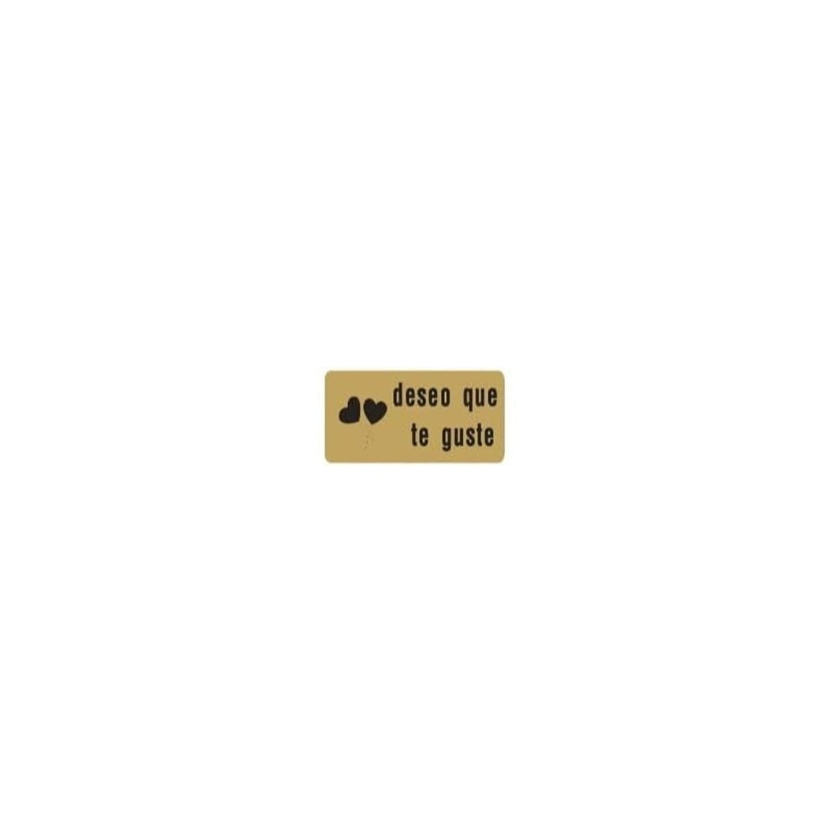 Etiquetas Adhesivas Doradas "Deseo que te Guste", Pegatinas para Joyería, Regalos y Packaging 55x20 mm, Rollo 500 Uds