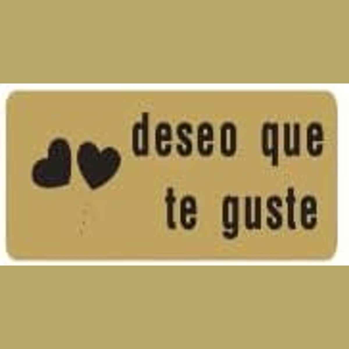 Etiquetas Adhesivas Doradas "Deseo que te Guste", Pegatinas para Joyería, Regalos y Packaging 55x20 mm, Rollo 500 Uds