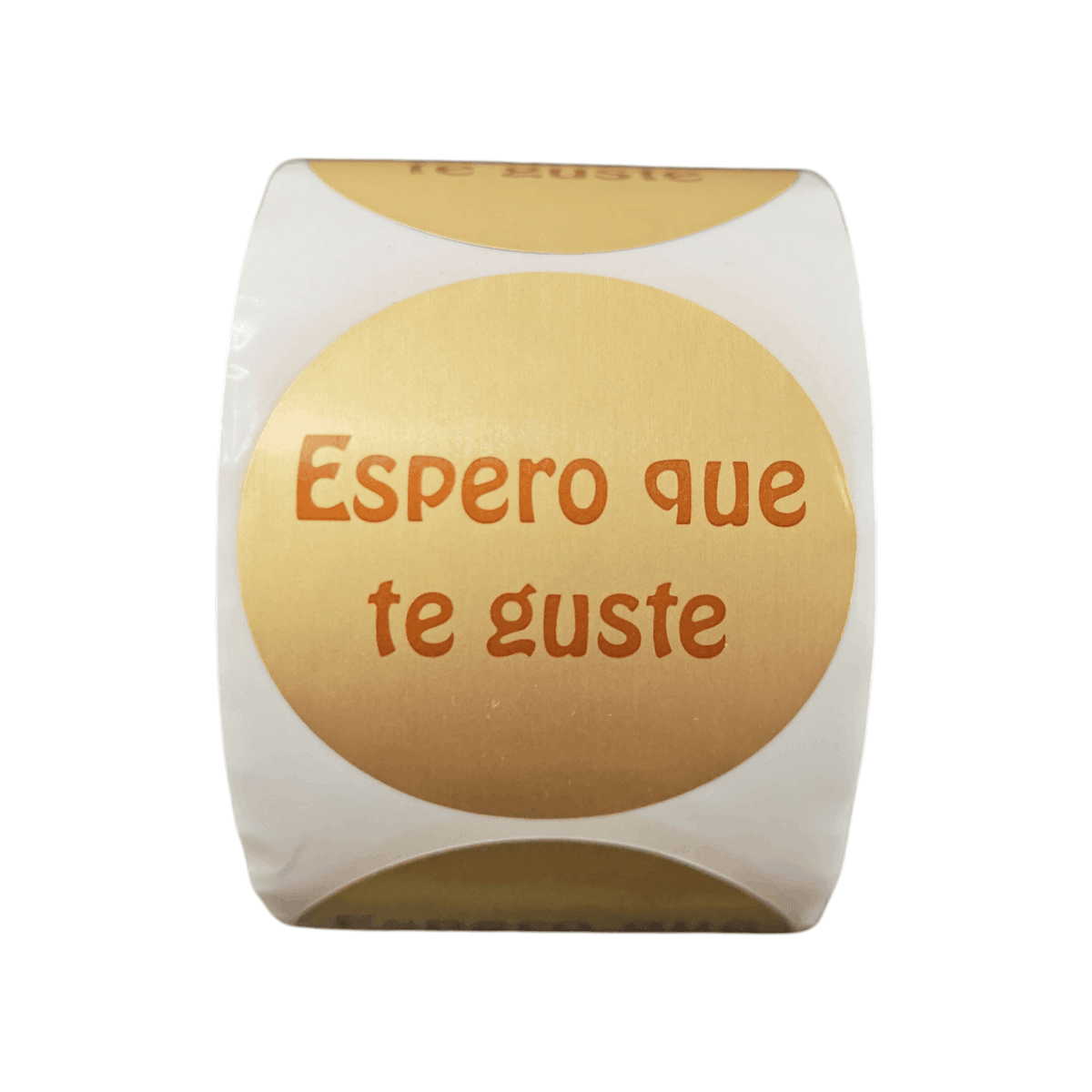 Etiquetas Adhesivas Doradas "Espero que te Guste" con Texto Bronce, Pegatinas Redondas 45 mm para Regalos y Packaging, Rollo 400 Uds