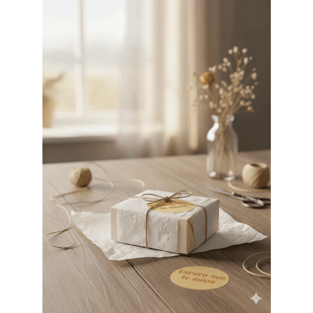 Etiquetas Adhesivas Doradas "Espero que te Guste" con Texto Bronce, Pegatinas Redondas 45 mm para Regalos y Packaging, Rollo 400 Uds