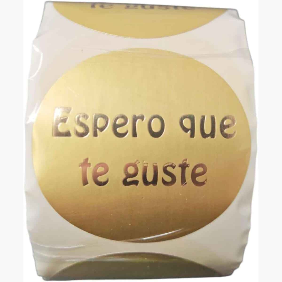 Etiquetas Adhesivas Doradas "Espero que te Guste" con Texto Dorado, Pegatinas Redondas 45 mm para Regalos y Packaging, Rollo 400 Uds