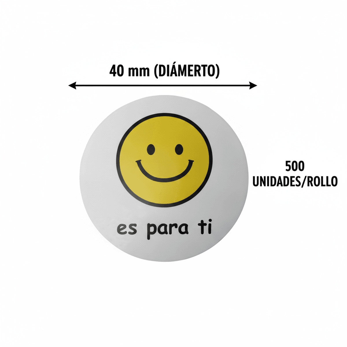 Etiquetas Adhesivas Es Para Ti 40mm Redondas con Emoji Sonriente, Pack 500 Pegatinas para Regalos y Paquetes