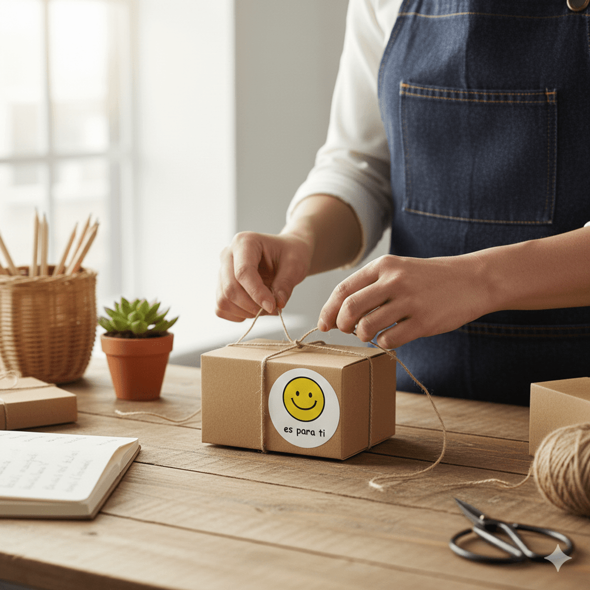 Etiquetas Adhesivas Es Para Ti 40mm Redondas con Emoji Sonriente, Pack 500 Pegatinas para Regalos y Paquetes