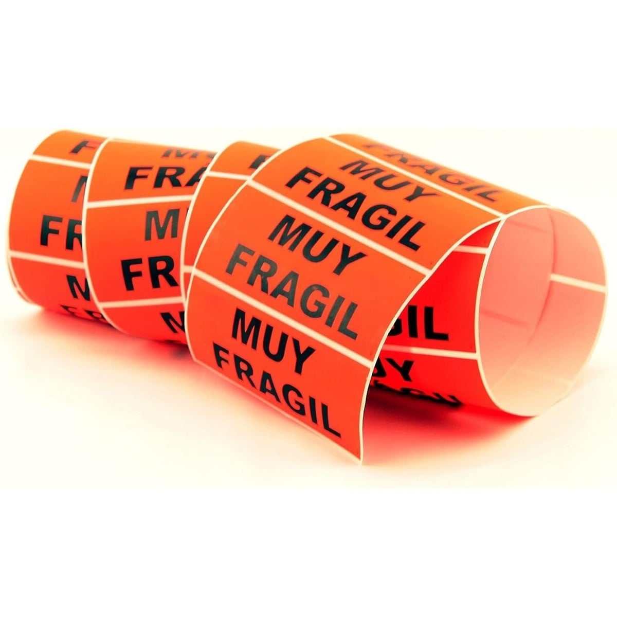 Etiquetas Adhesivas Muy Frágil Naranjas 94x38mm, Pack 250 Etiquetas de Advertencia para Envíos y Embalaje