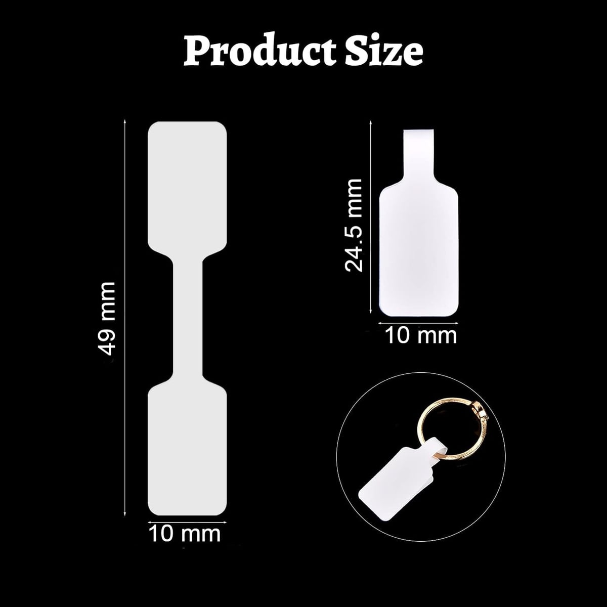 Etiquetas Adhesivas para Joyería Blancas, Rollo de 1000 Etiquetas de Precio para Anillos, Pulseras y Collares (6x38, 9x45 y 10x49 mm) 10X49MM
