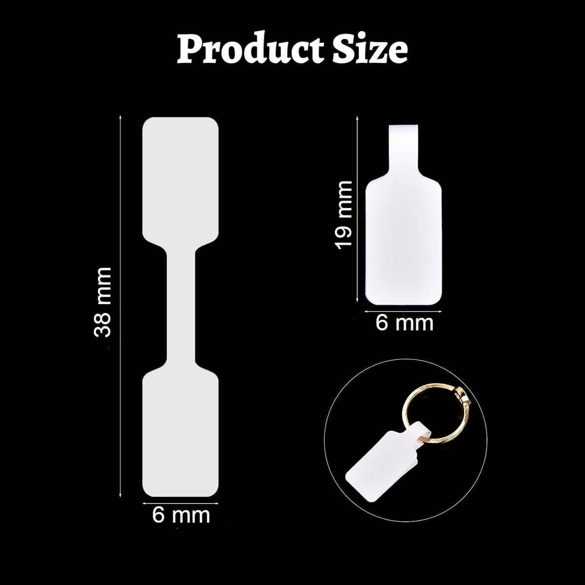 Etiquetas Adhesivas para Joyería Blancas, Rollo de 1000 Etiquetas de Precio para Anillos, Pulseras y Collares (6x38, 9x45 y 10x49 mm) 6X38MM