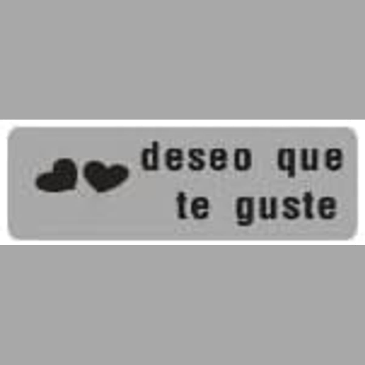 Etiquetas Adhesivas Plateadas "Deseo que te Guste", Pegatinas para Joyería, Regalos y Packaging 55x20 mm, Rollo 500 Uds