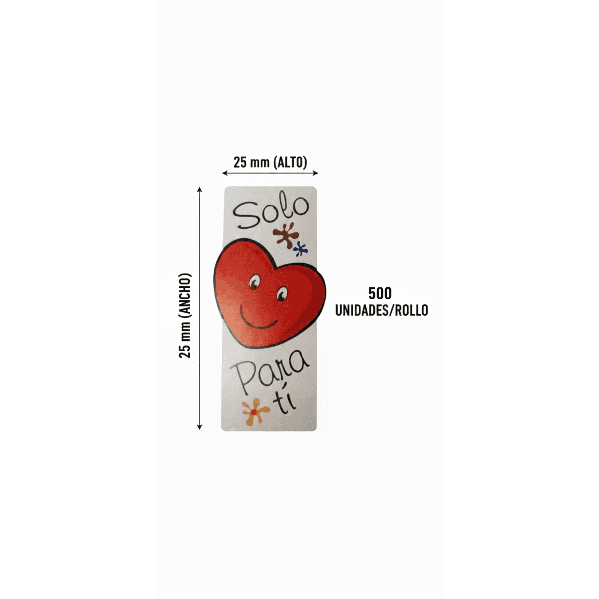 Etiquetas Adhesivas Solo Para Ti con Corazón Rojo 25x55mm, Pack 500 Pegatinas para Regalos, Sobres y Packaging