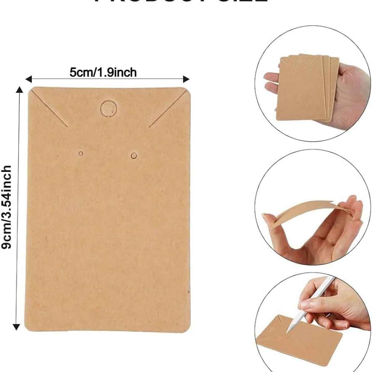 Etiquetas de Carton para joyeria, 5 x 9 cm, 400 Unidades, Papel Color Kraft/Blanco, Tarjetas de Exhibición en blanco para Joyería con Orificios para colgar Collares,cadenas y Pendientes