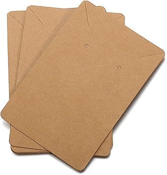 Etiquetas de Carton para joyeria, 5 x 9 cm, 400 Unidades, Papel Color Kraft/Blanco, Tarjetas de Exhibición en blanco para Joyería con Orificios para colgar Collares,cadenas y Pendientes - BOLSASYMASBCN.COM