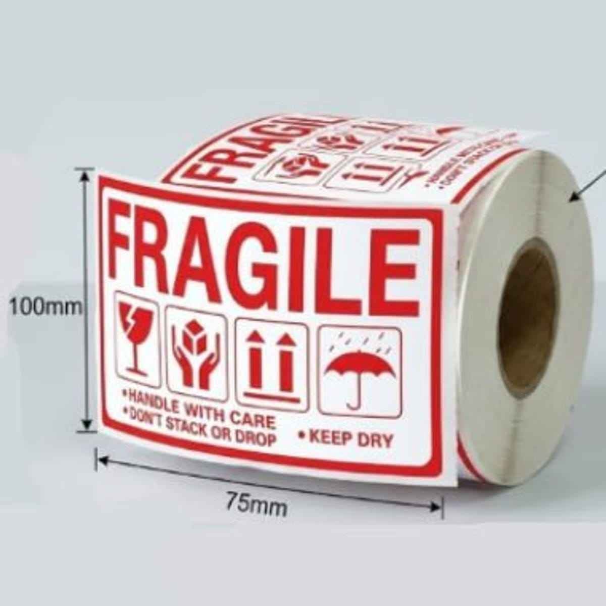 Etiquetas de Envío FRAGILE 100 x 75 mm Pegatinas Autoadhesivas para Paquetes y Embalaje 250 Etiquetas