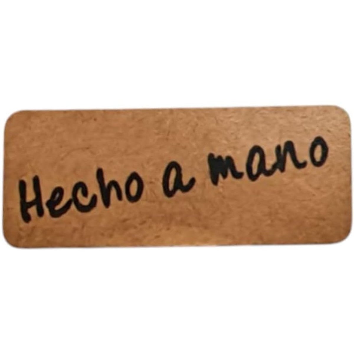 Etiquetas Hecho a Mano Kraft, Pegatinas Adhesivas para Productos Artesanales 25x10 mm, Texto Negro sobre Papel Kraft Marrón, Rollo 500 Uds