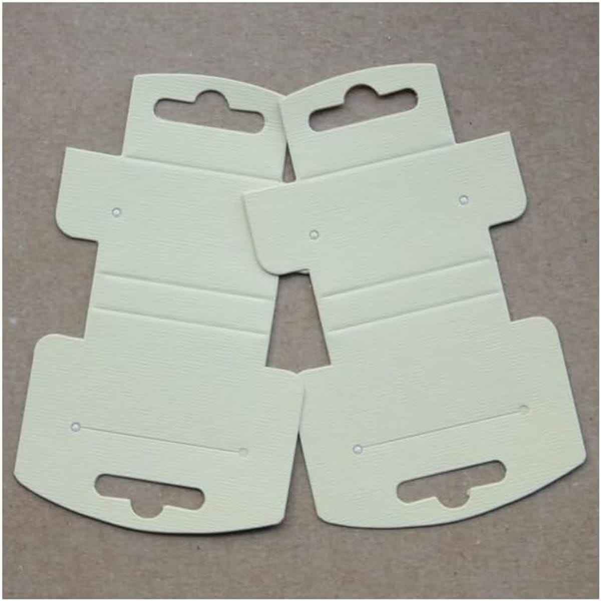 Etiquetas para joyeria Plegables de Cartón Color BLANCO/KRAFT, 6x10cm, 200 Unidades, Tarjetas de Exhibición Plegables para Joyería con Agujeros para Colgar Collares,cadenas y Pendientes