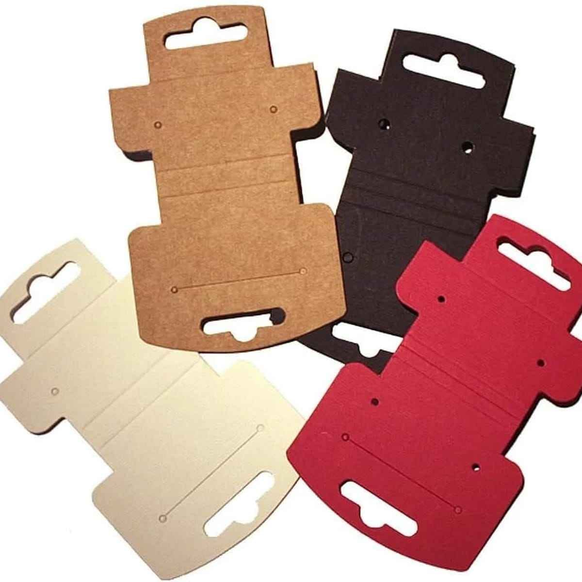 Etiquetas para joyeria Plegables de Cartón Color BLANCO/KRAFT, 6x10cm, 200 Unidades, Tarjetas de Exhibición Plegables para Joyería con Agujeros para Colgar Collares,cadenas y Pendientes