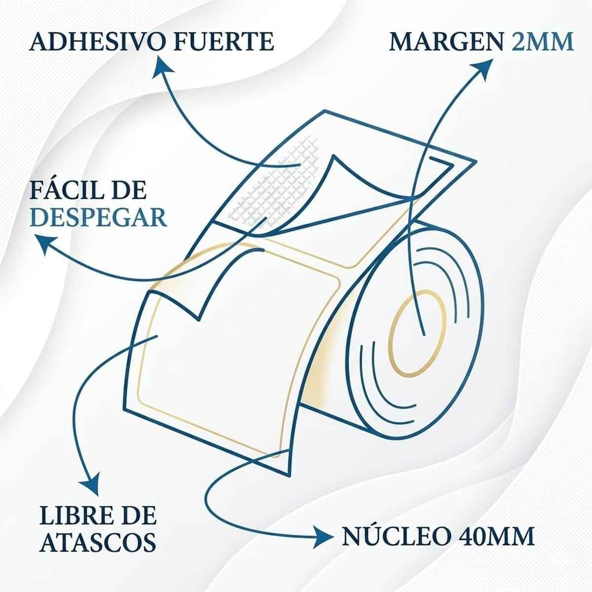 Etiquetas Térmicas Adhesivas Directas, Papel Térmico Adhesivo de Alta Calidad, Varias Medidas Disponibles, Para Impresoras Térmicas, Etiquetas de Envío, Logística y Almacenaje