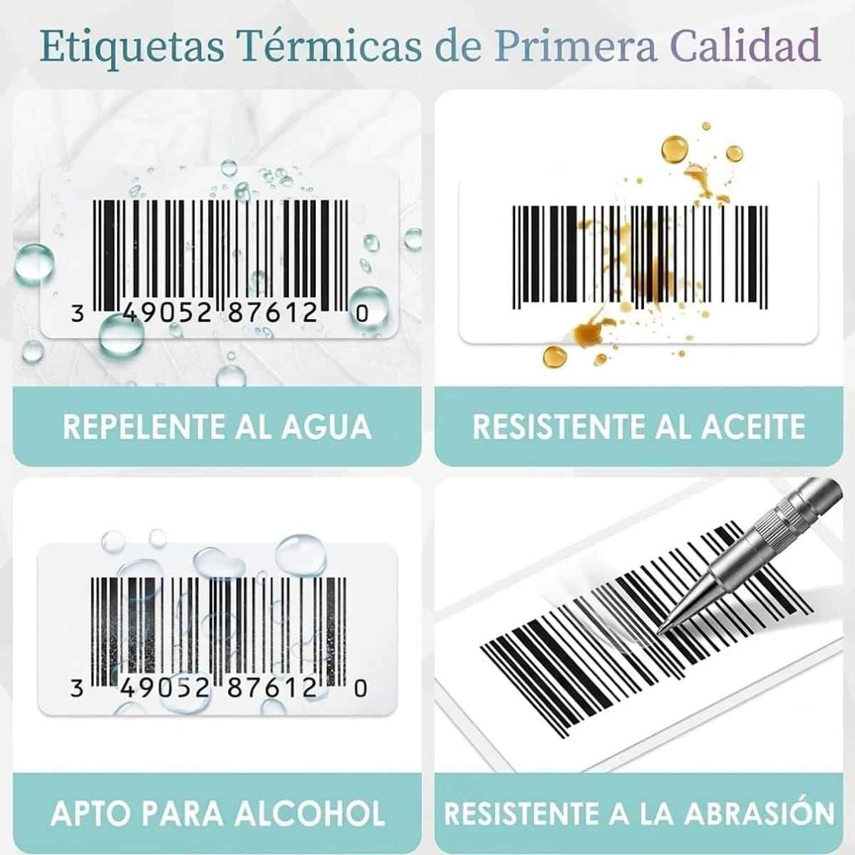 Etiquetas Térmicas Adhesivas Directas, Papel Térmico Adhesivo de Alta Calidad, Varias Medidas Disponibles, Para Impresoras Térmicas, Etiquetas de Envío, Logística y Almacenaje