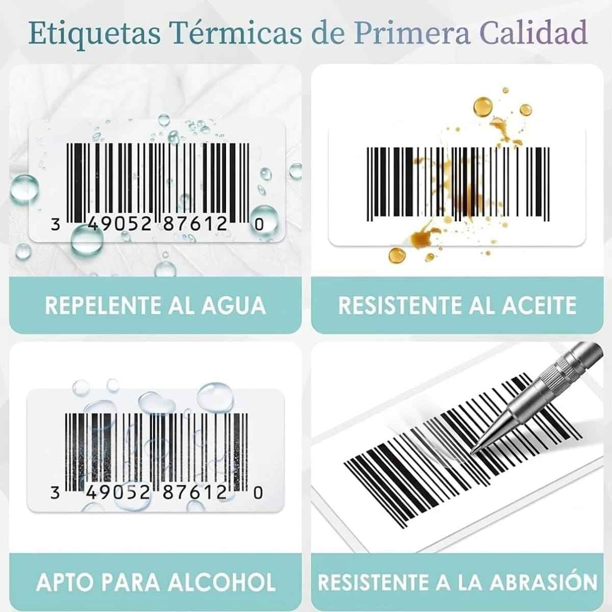 Etiquetas Térmicas Adhesivas Directas para Impresoras Térmicas, Etiquetas de Envío y Logística, Papel Térmico Adhesivo, Varias Medidas Disponibles