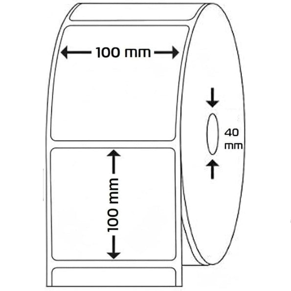 Etiquetas Térmicas Adhesiva Directas 100x100mm – 500Etiquetas Por Rollos – Núcleo 40 mm, Diámetro 95 mm - BOLSASYMASBCN.COM