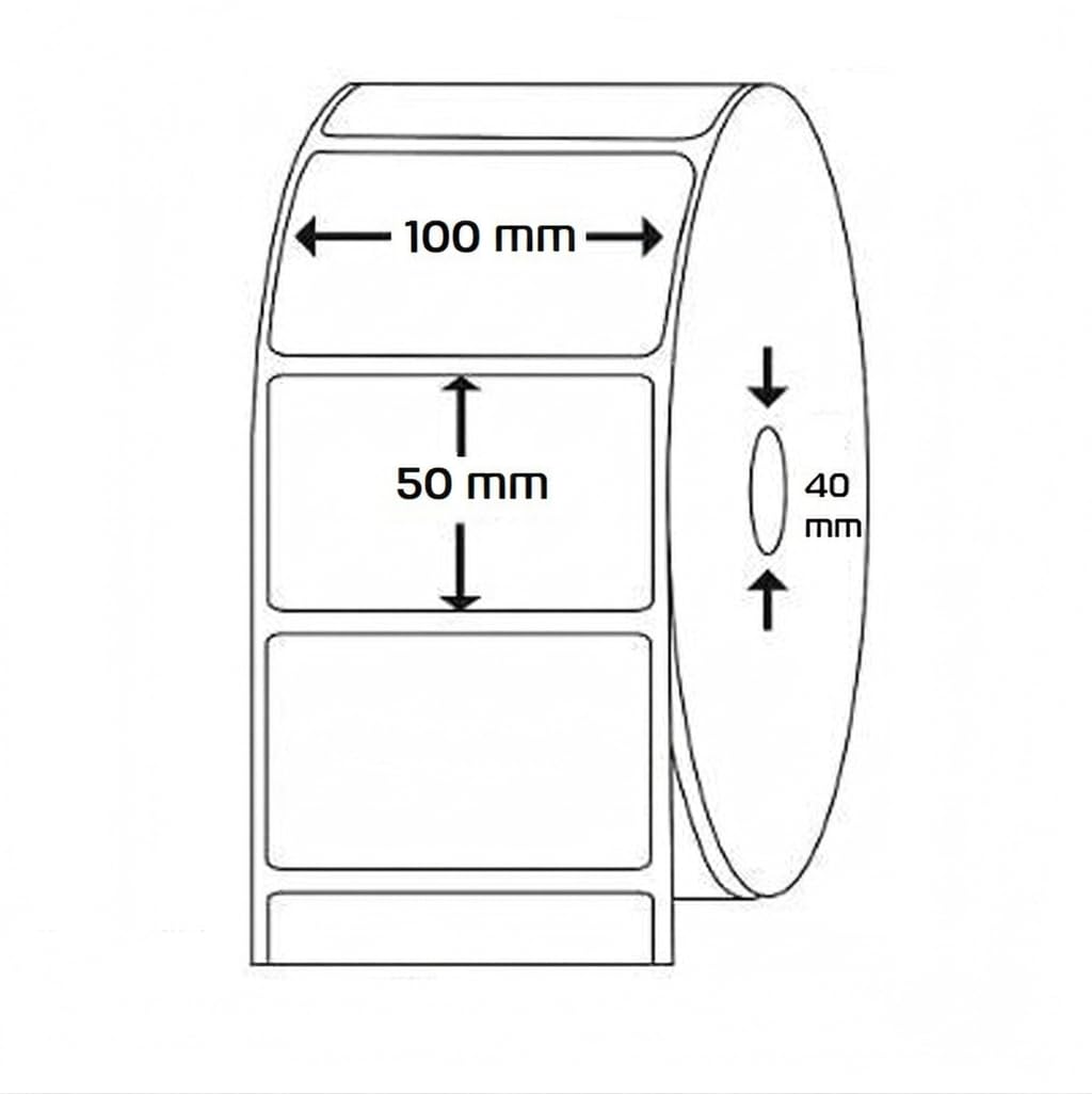 Etiquetas Térmicas Adhesiva Directas 100x50mm – 500Etiquetas Por Rollos – Núcleo 40 mm, Diámetro 75 mm - BOLSASYMASBCN.COM