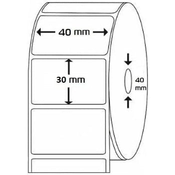 Etiquetas Térmicas Adhesiva Directas 40x30mm – 1000Etiquetas Por Rollos – Núcleo 40 mm, Diámetro 80 mm - BOLSASYMASBCN.COM