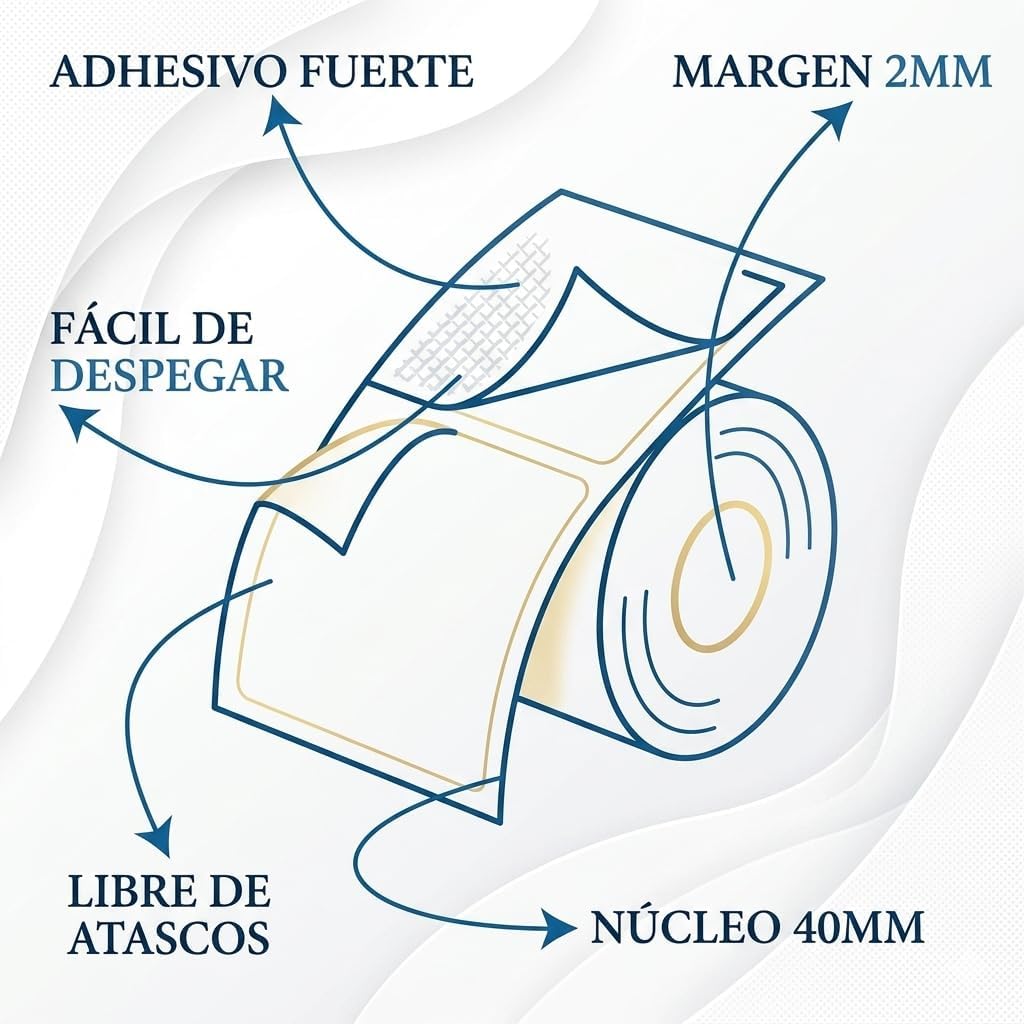 Etiquetas Térmicas Adhesivas Directas, Papel Térmico Adhesivo de Alta Calidad, Varias Medidas Disponibles, Para Impresoras Térmicas, Etiquetas de Envío, Logística y Almacenaje - BOLSASYMASBCN.COM