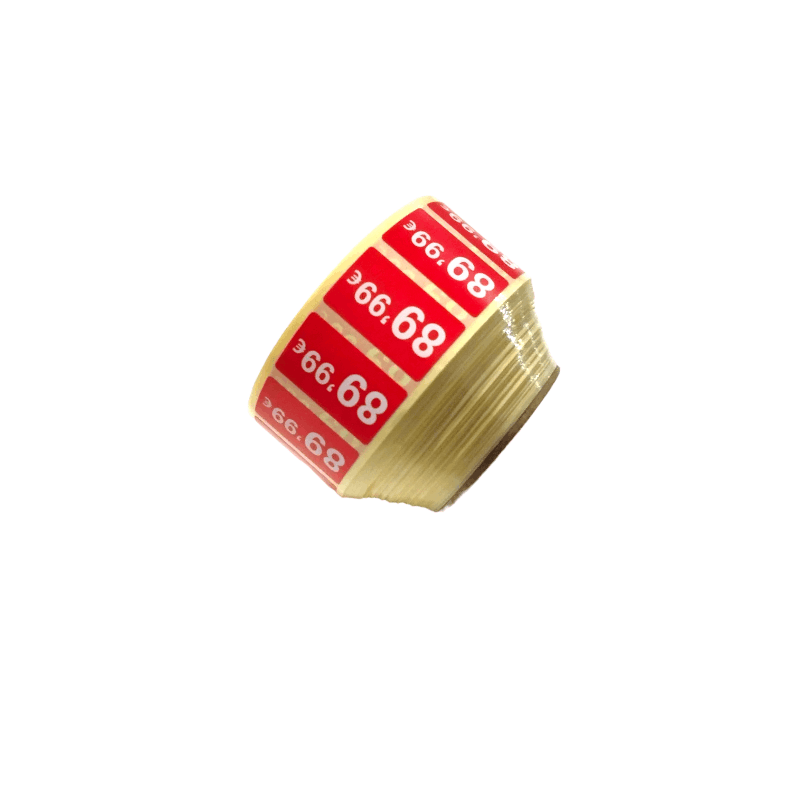 2000 Etiquetes de Preu "0.99€" - Vermell Fluor 25x15mm Rectangular - 2 Rotllo de 1000 Unitats