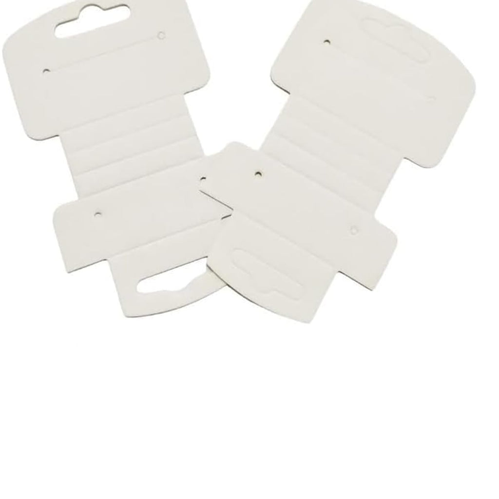 Tarjetas Plegables para Joyería 6x10cm Kraft y Blancas, Pack 200 Etiquetas de Exhibición para Collares, Pendientes y Cadenas Blanco